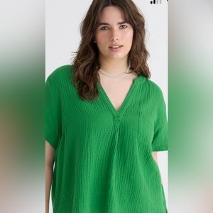 J Crew V-neck gauze popover